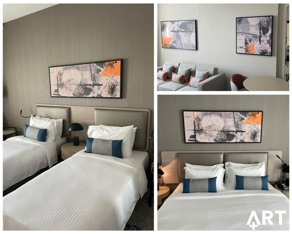 Back view of hand-stretched canvas print with brown framing tape