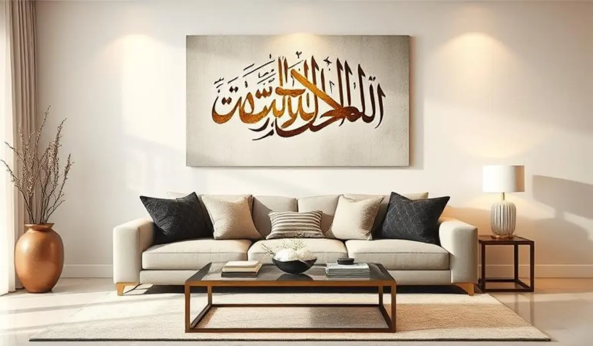 Islamic calligraphy canvas art in Dubai home interior