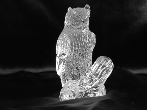 Crystal,Owl,On,Black,Satin,Background