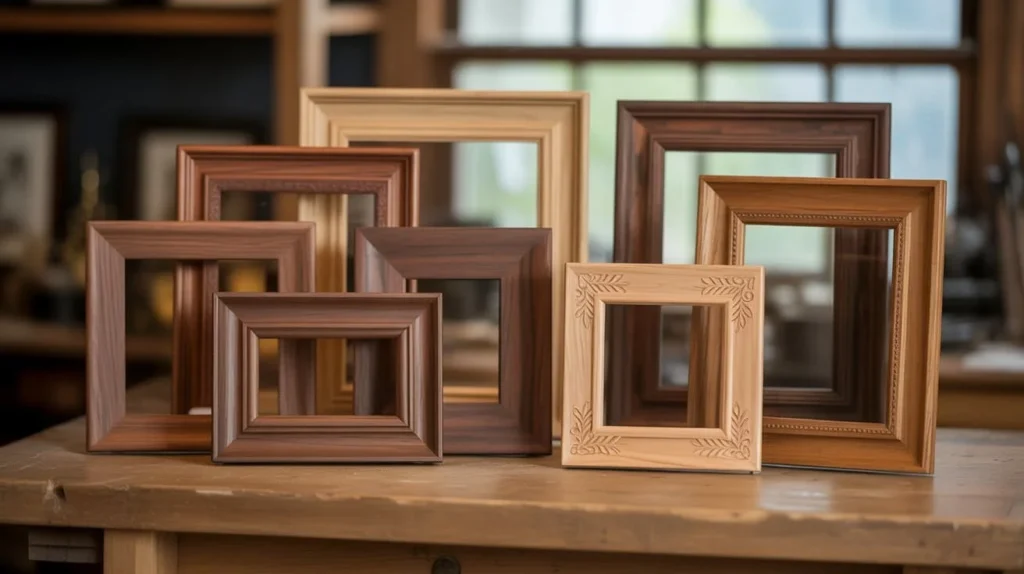 custom framing with wooden materials