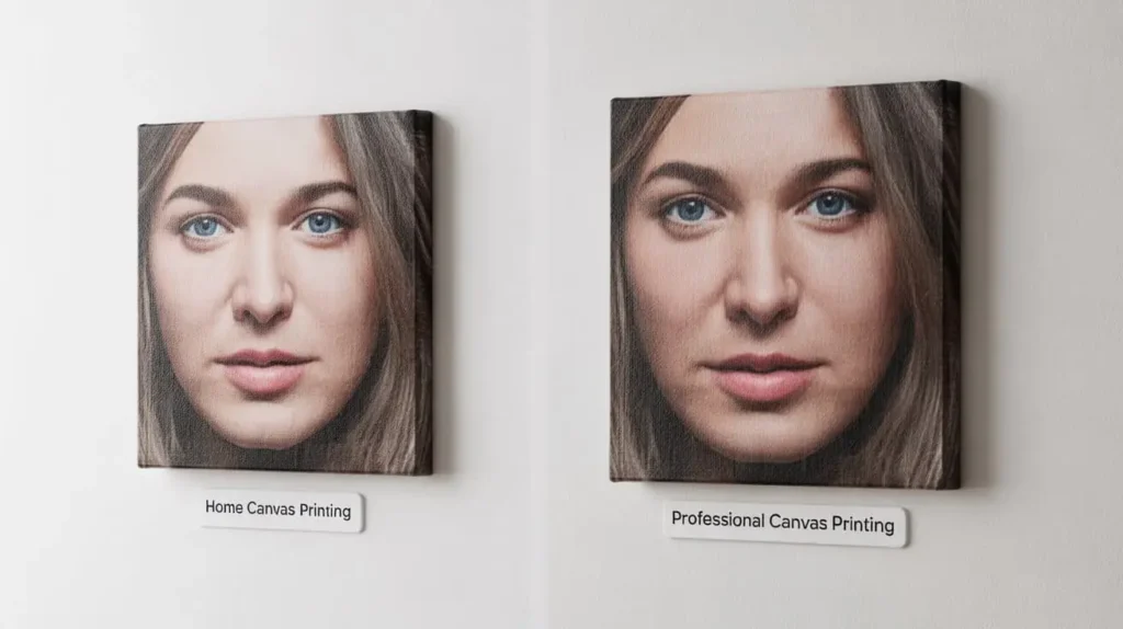 Home vs professional print on a canvas