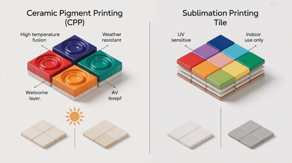 Ceramic Pigment Printing and Sublimation tiles for durable outdoor and indoor use