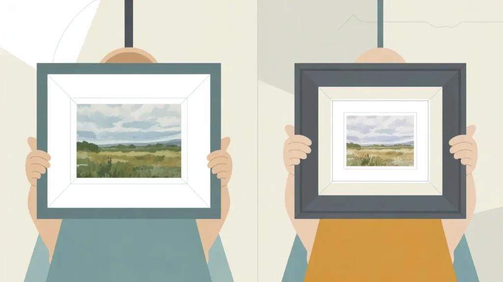 correct and incorrect frame sizing and proportion for artwork to achieve a balanced aesthetic.
