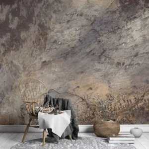textured stone effect wallpaper mural showing realistic grey rock details