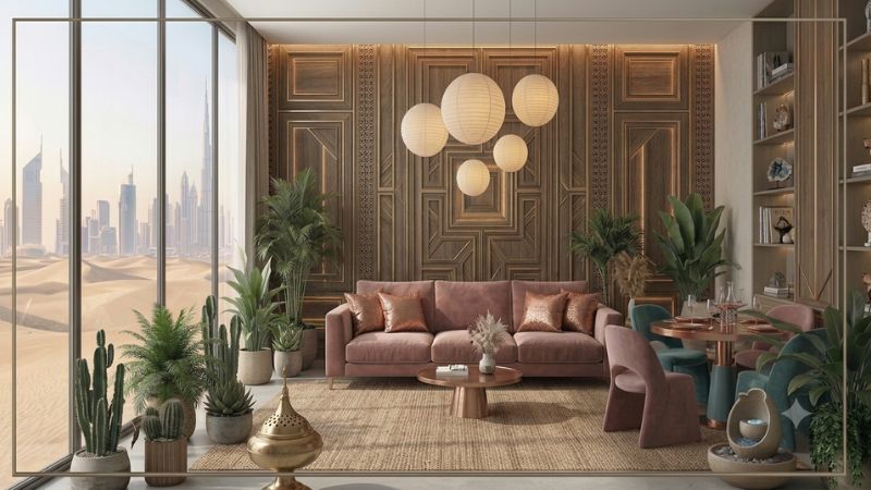 Decorative 3D wood wall panels in living room