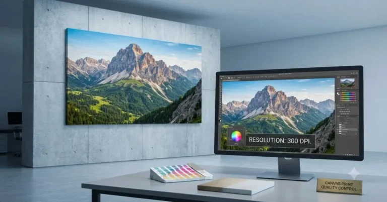 Canvas print quality control with 300 DPI design